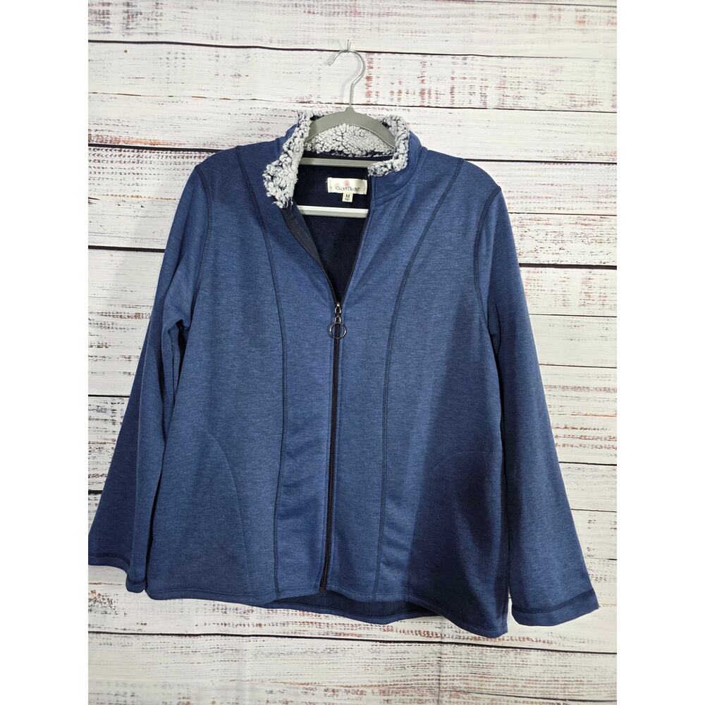 Cuddle Duds Women's Zip Up Jacket Sherpa Lined Collar Blue Size Medium